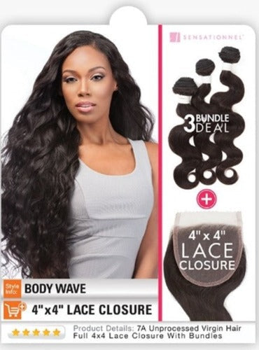 Bare & Natural - Body Wave (14”, 16”, 18” length)+(4”x 4” Lace Closure)